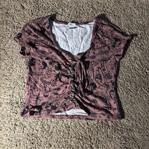 Rue21 Dusty Rose Graphic Tie-Front Tee